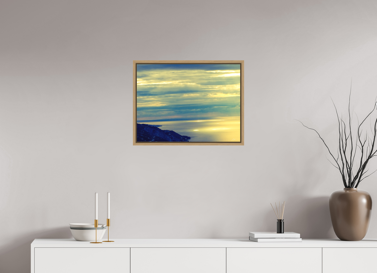 60 x 45 cm, Caisse Américaine NIKODEL Infini de bleus — II