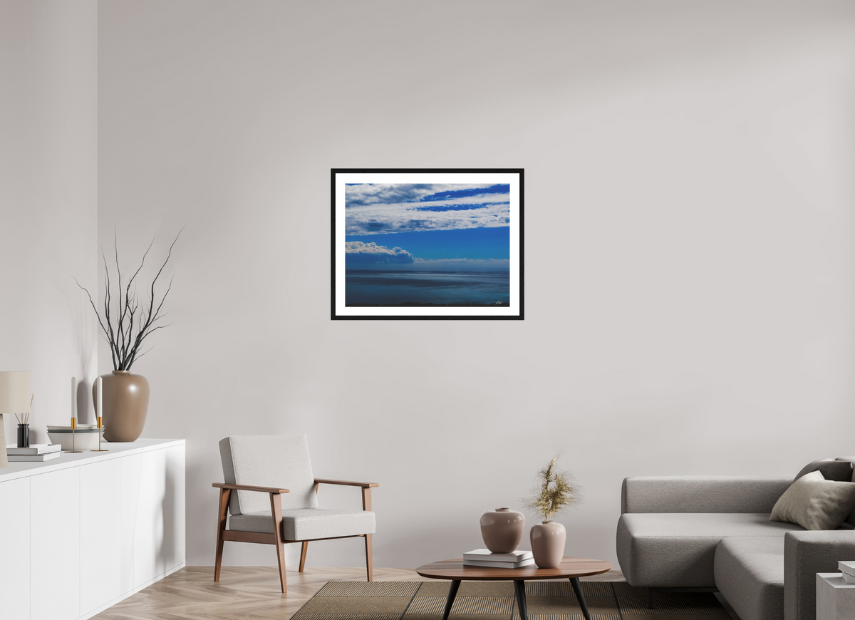 80 x 60 cm, Contemplationnisme — Fine Art Encadré Infini de bleus — V