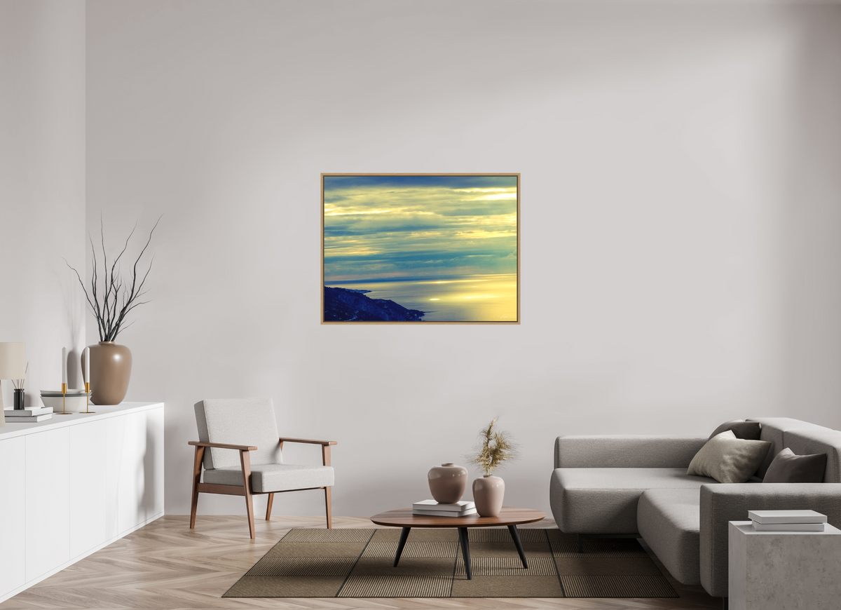 120 x 90 cm, Caisse Américaine NIKODEL Infini de bleus — II