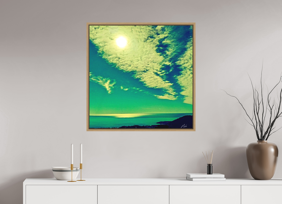 80 x 80 cm, Caisse Américaine NIKODEL Infini de bleus — VI