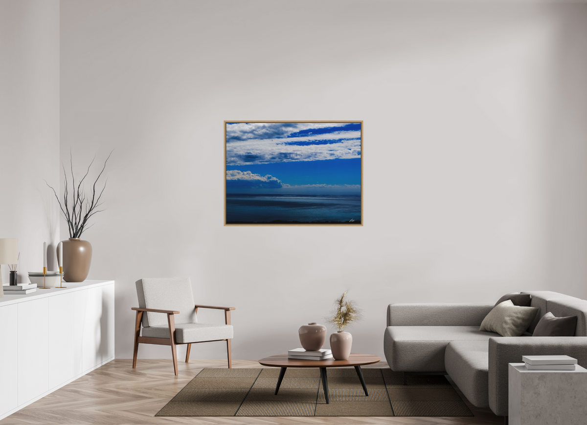 120 x 90 cm, Caisse Américaine NIKODEL Infini de bleus — V