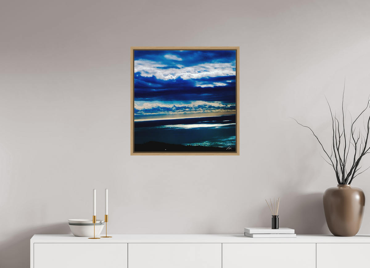 60 x 60 cm, Caisse Américaine Infini de bleus — I
